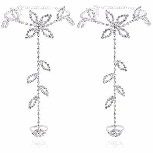 1PC Beach Wedding Jewelry Anklet with Rhinestone Toe Ring Leaf Bridal - Bela Fils BoutiqueOther AccessoriesBela Fils Boutique