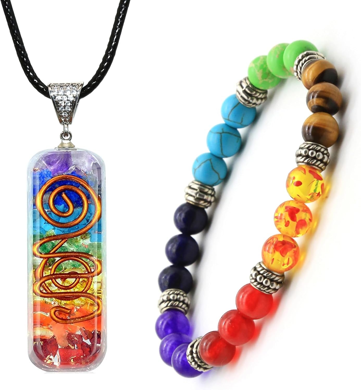 7 Chakra Spiritual Protection Necklace & Bracelet Set - Bela Fils BoutiqueBela Fils Boutique