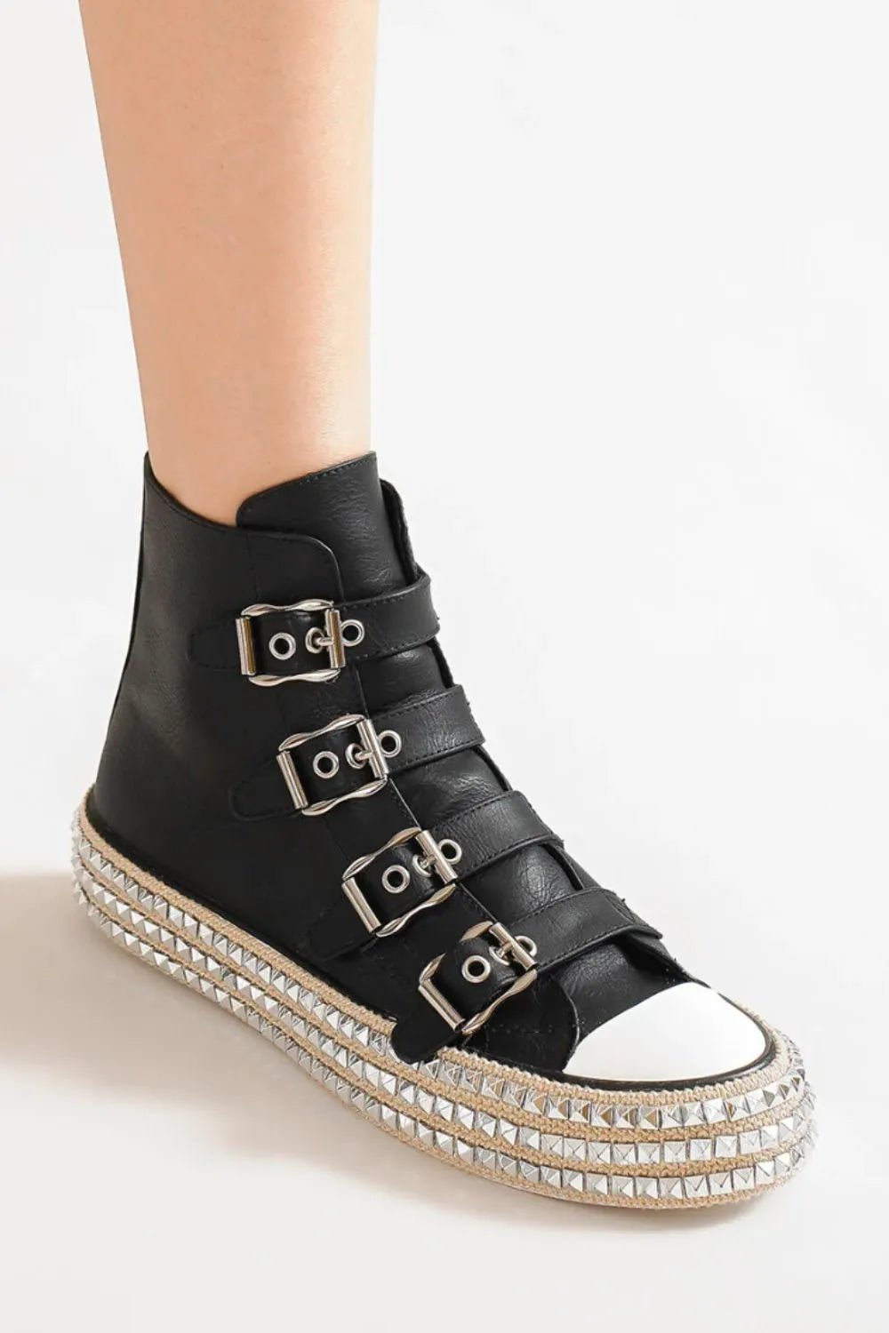 Beast Fashion Multi - Buckle Straps Studded Platform Sneakers - Bela Fils BoutiqueBela Fils Boutique