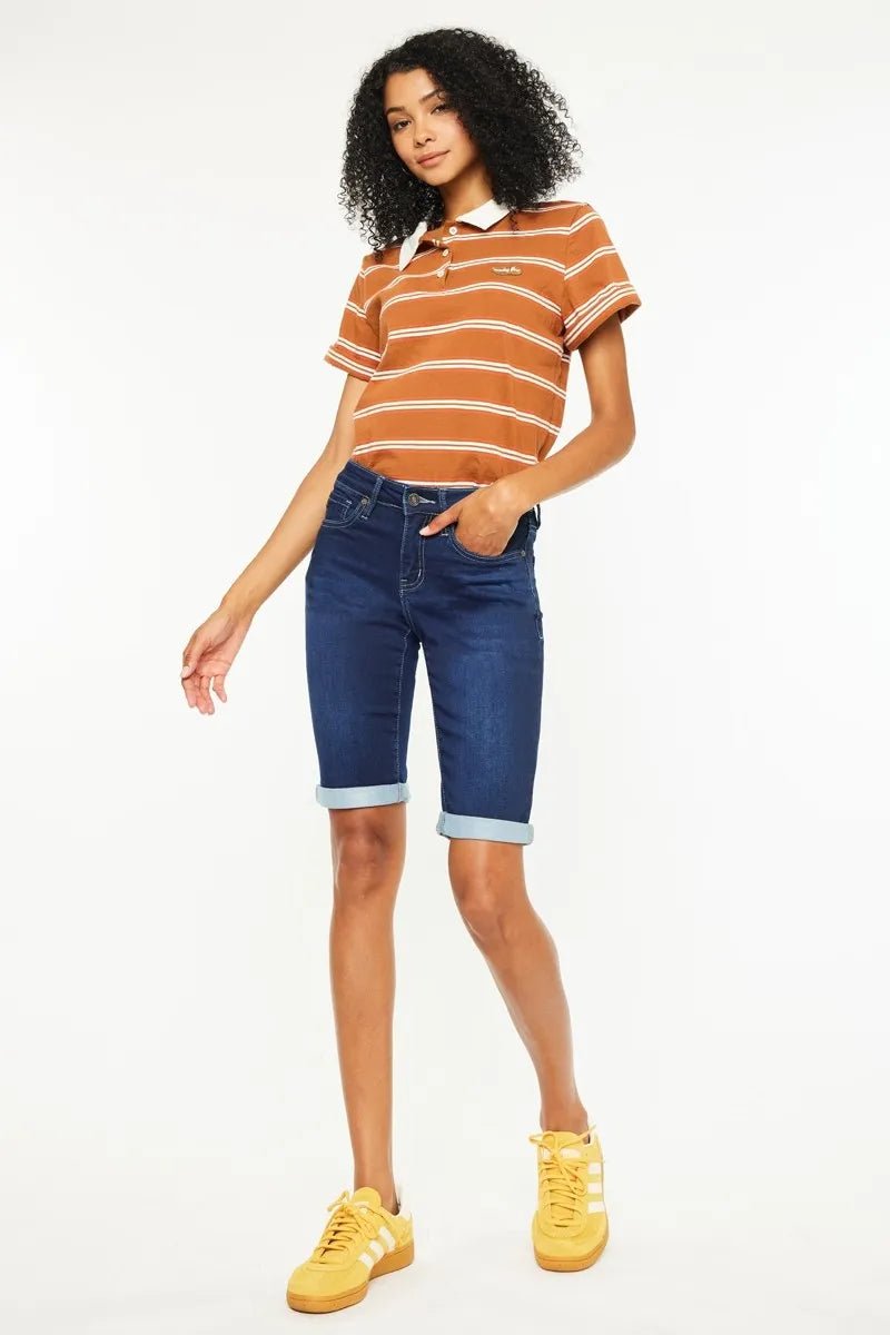 Kancan Mid Rise Bermuda Denim Shorts - Bela Fils BoutiqueBela Fils Boutique