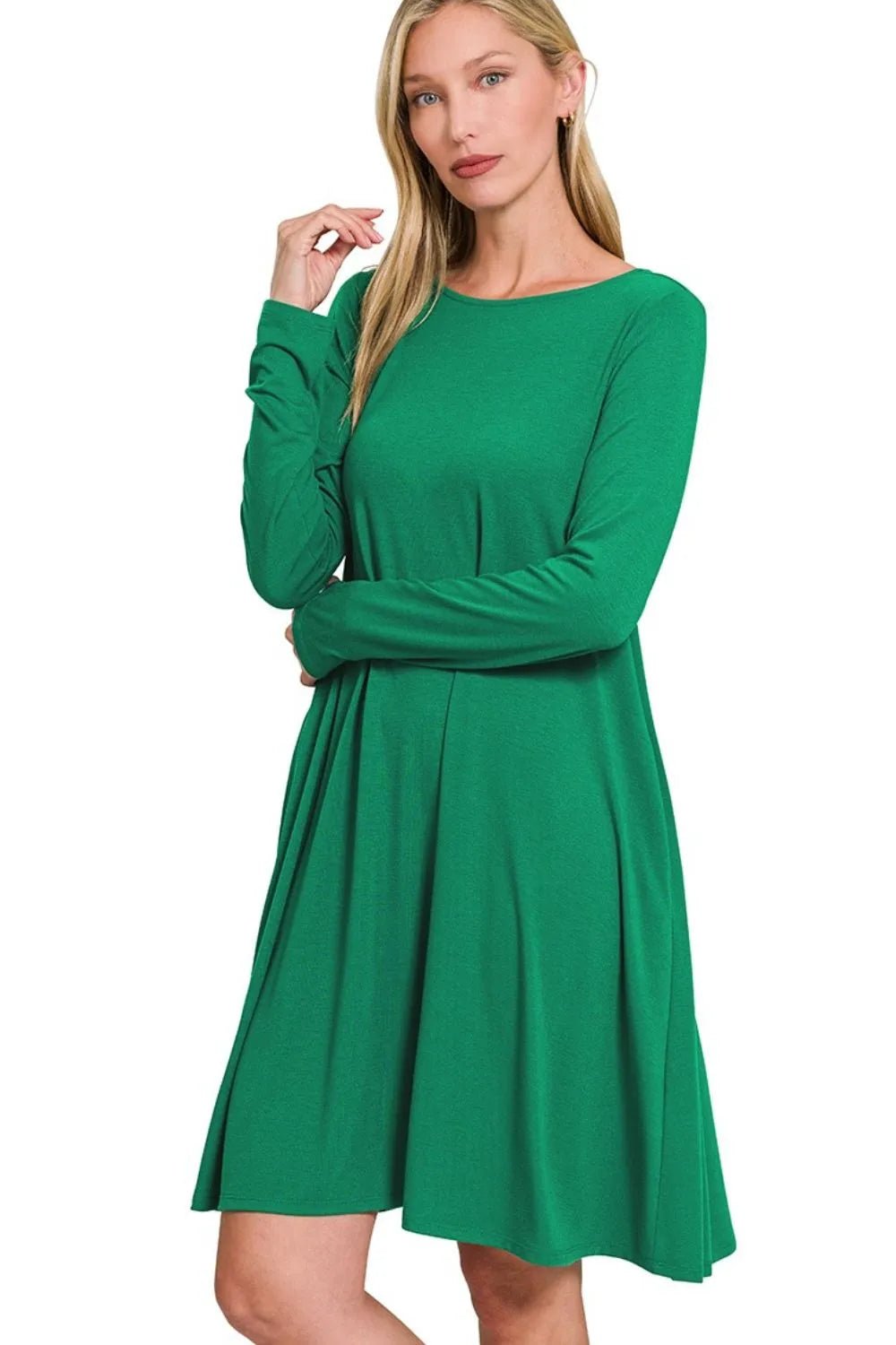 Zenana Long Sleeve Flare Dress With Pockets - Bela Fils BoutiqueBela Fils Boutique