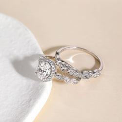 1.5CT 925 Sterling Silver Bridal Rings Sets Oval Cubic Zirconia Halo CZ Engagements Wedding Bands for Women Promise Rings for Her Size 4-11