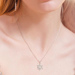 Jewish Messianic Necklace for Women and Men, Silver / 18K Gold Plated Small Star of David and Cross Pendant Jewelry, Chain Length 18" with Extension Chain 2"