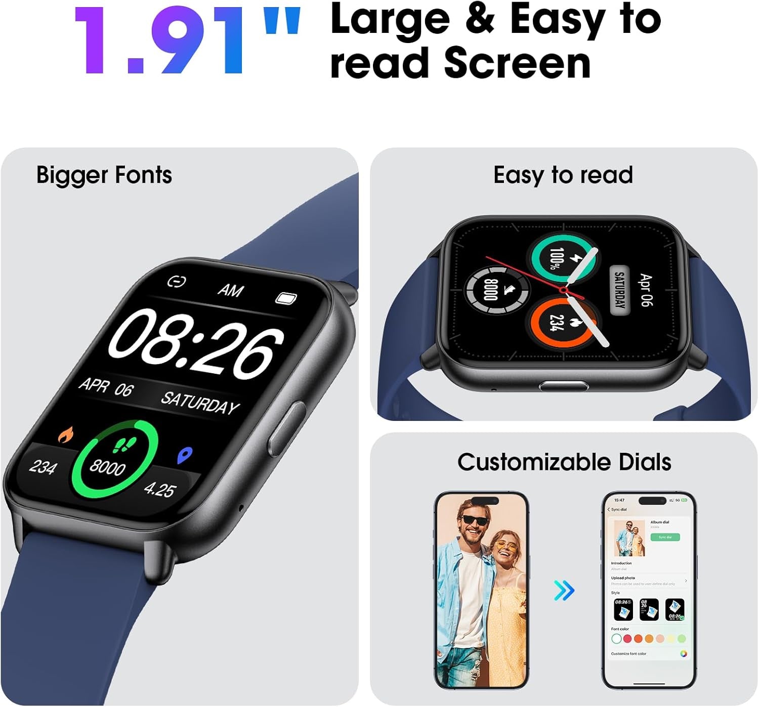 Smart Watch for Men Women, No App/Phone Required, Fitness Tracker with Pedometer, Bluetooth Call (Answer/Make Call), Heart Rate Blood Oxygen Monitor Step Counter, 100+ Sports Modes