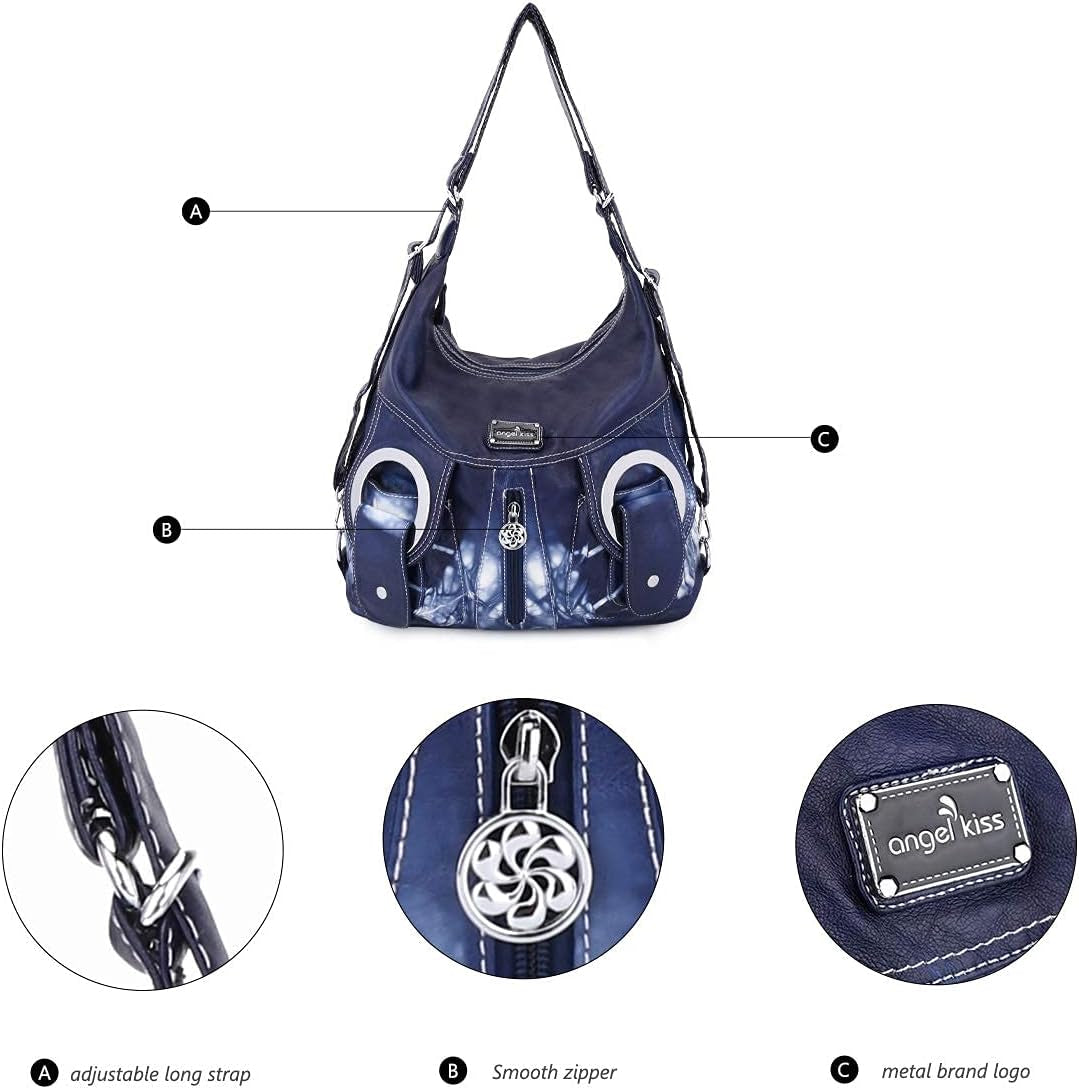 Purse Women Hobo Handbag Fashion Roomy Crossbody Shoulder Bag Ladies Top Handle Handbag Washed PU Leather
