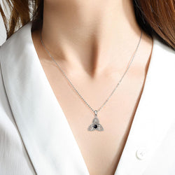 Triple Moon Goddess Triquetra Necklace Sterling Silver I Love You 100 Languages Pentagram Pentacle Pendant Necklace Pagan Wiccan Jewelry for Women Men