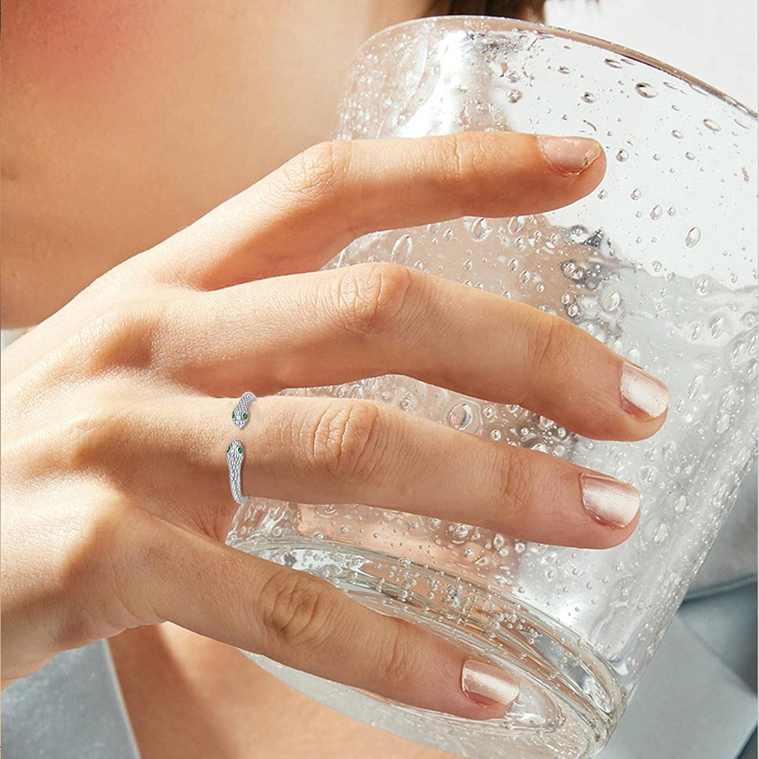 Snake Rings, 925 Sterling Silver Retro Double Snake Rings Opening Adjustable Rings Personality Snake Jewelry for Women Girlfriend Daughter Unisex with Gift Box