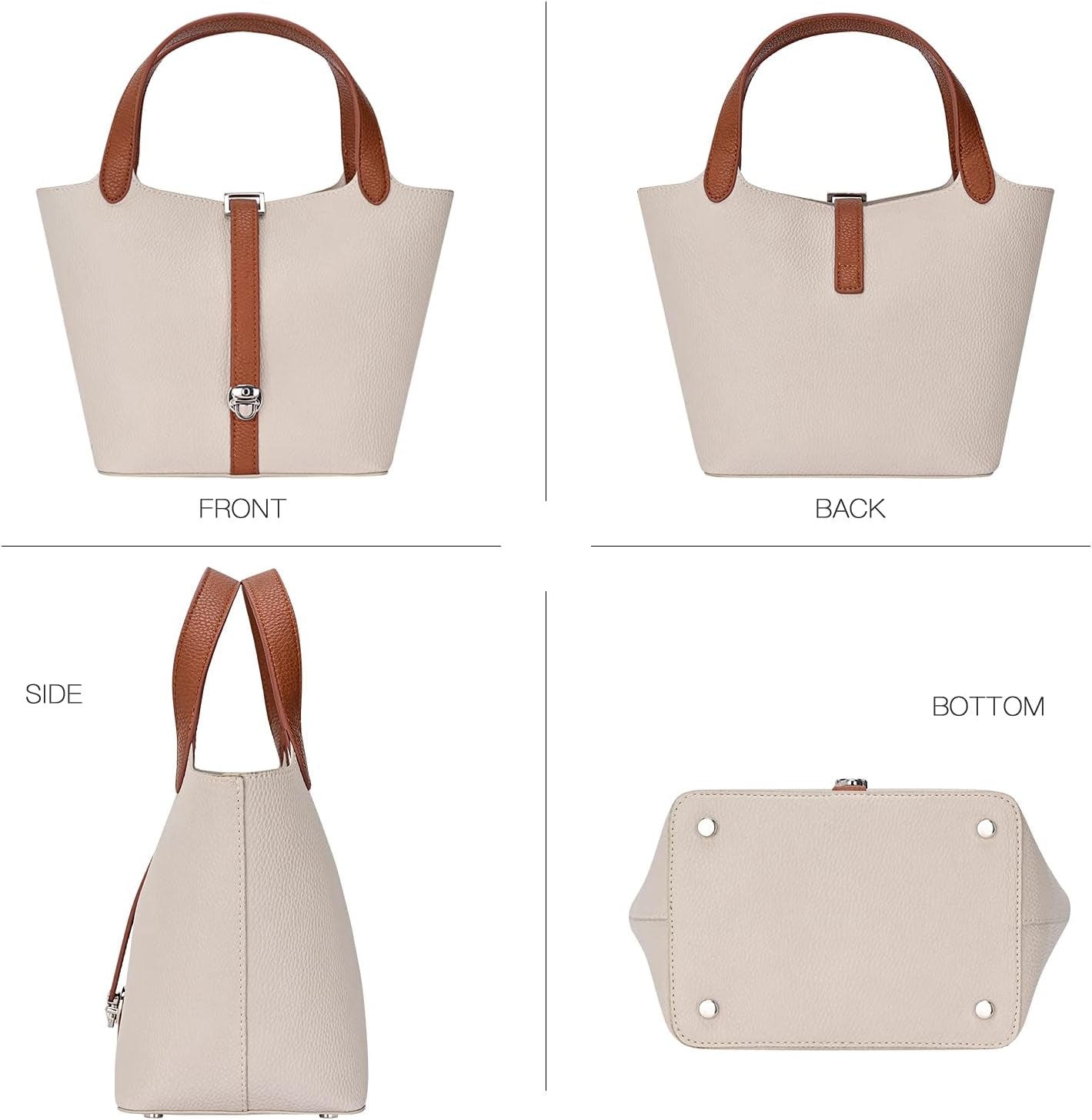 Clutch Bag for Women, Vintage PU Leather Bucket Evening Handbag, Top-Handle Chic Purses (White)