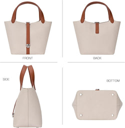 Clutch Bag for Women, Vintage PU Leather Bucket Evening Handbag, Top-Handle Chic Purses (White)