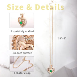 Birthstone Necklaces for Women Heart Necklace Engraved I Love You for Always and Forever Gifts for Girlfriend Mother Daughter Necklace for Mom Gifts, 18 Inch + 2 Inch
