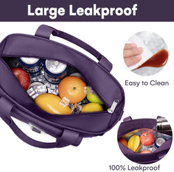 Lunch Bag for Men Women, Large Lunch Box Tote for Work, Adult Insulated Leakproof Cooler Bag with Side Pocket & Adjustable Shoulder Strap Lunch Purse,Lunchbag for Picnic Hiking Beach