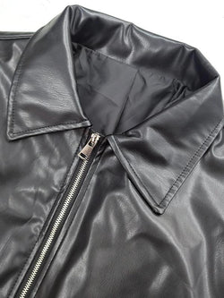 Chic Women's Faux Leather Jacket with Pockets - Stylish Long Sleeve Collared Outerwear for Fall & Winter