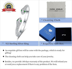 Snake Rings, 925 Sterling Silver Retro Double Snake Rings Opening Adjustable Rings Personality Snake Jewelry for Women Girlfriend Daughter Unisex with Gift Box