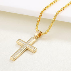 Men'S Cross Necklace 316L Stainless Steel Jesus Ankh Pendant Rolo Chain Jewelry