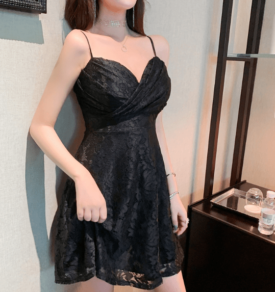 2019 Sexy Deep V Lace A-Line Mini Dress - Bela Fils BoutiqueBela Fils Boutique