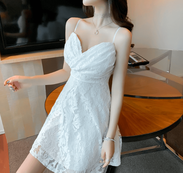 2019 Sexy Deep V Lace A-Line Mini Dress - Bela Fils BoutiqueBela Fils Boutique