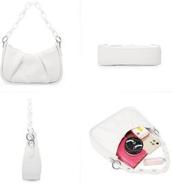 Small Shoulder Bags for Women, Mini Purse Womens Hobo Handbags Crossbody Clutch Purses White…