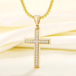 Men'S Cross Necklace 316L Stainless Steel Jesus Ankh Pendant Rolo Chain Jewelry
