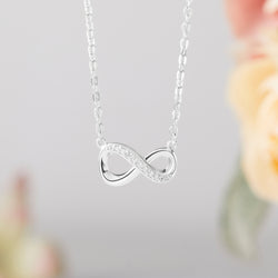 White CZ Stone Infinity Necklace, Infinite Necklace, Women Jewelry