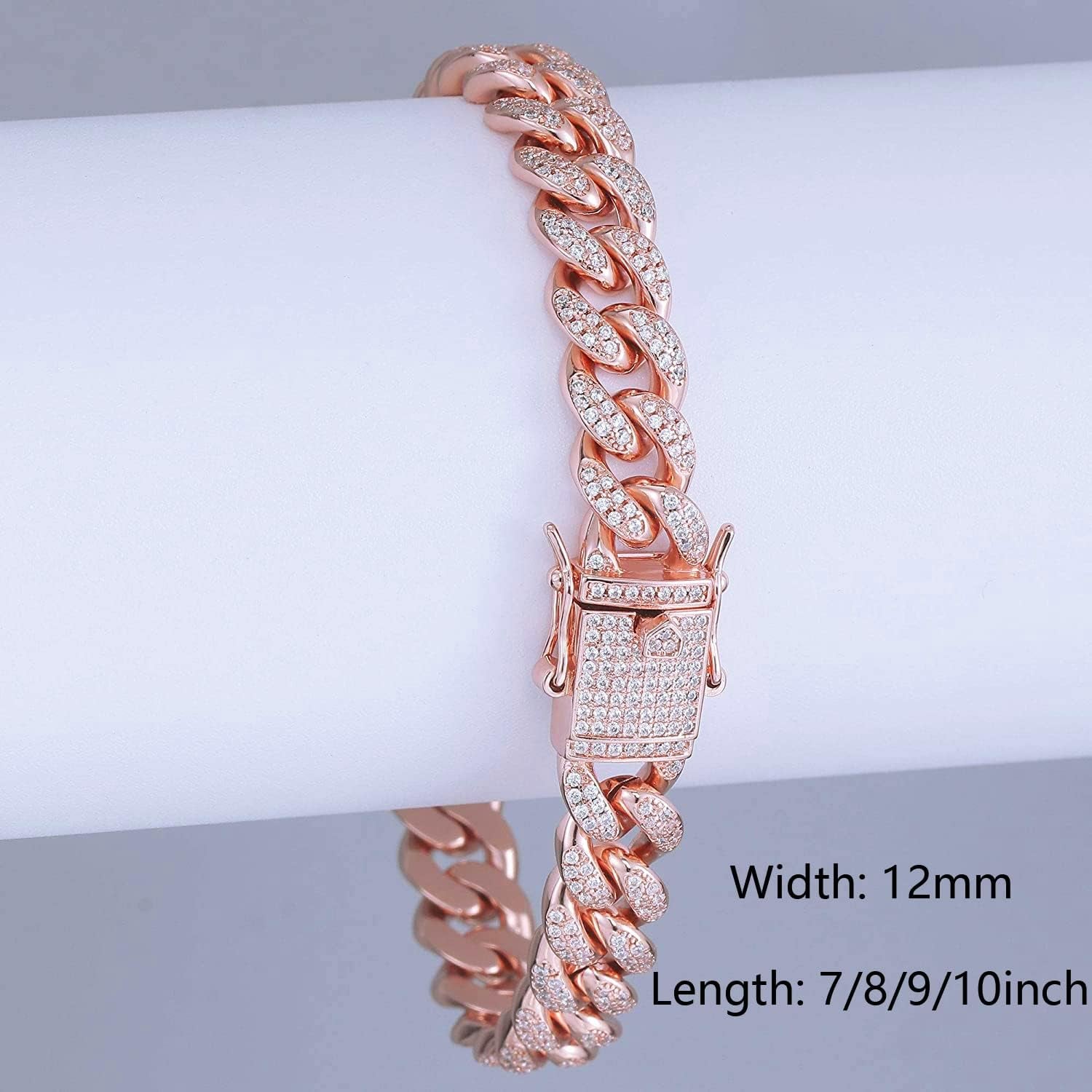 12Mm Gold Plated Hip Hop Iced Out CZ Lab Diamond Miami Cuban Link Necklace Bracelet with Giftbox for Men and Women