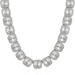 12Mm Iced Out Square Tennis Chain Baguette Chain Cubic Zircon 1 Row Clustered Diamond Tennis Necklace Bracelet Hip Hop Jewelry with Giftbox for Men Women