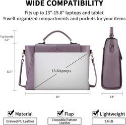 Briefcase for Women 15.6 Laptop Bag Business Messenger Bag Work Tote Bag Professional Shoulder Purse with Padded Compartment for Tablet Notebook Ultrabook Purple