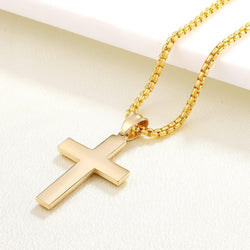 Men'S Cross Necklace 316L Stainless Steel Jesus Ankh Pendant Rolo Chain Jewelry