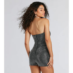 Popstar Diva Strapless Rhinestone Romper