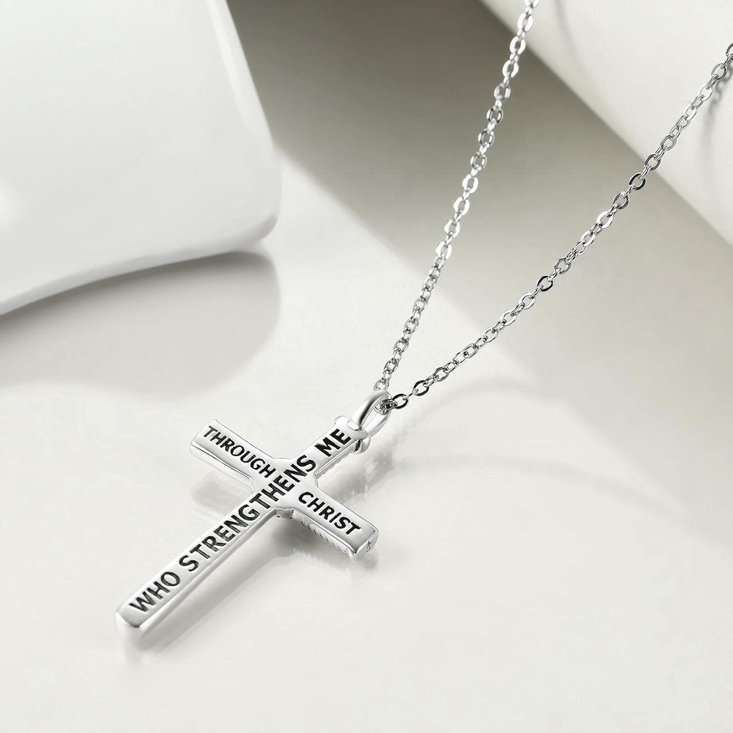 Baseball Cross Necklace Sterling Silver Sports Baseball Bat Cross Necklace Strength Bible Verse Cross Pendant Jewelry Gifts for Women (Baseball Cross Necklace)