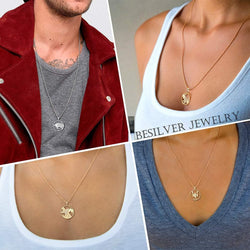 Zodiac Constellation Pendant Necklace Charm Women Men 925 Sterling Silver Horoscope Sign Astorlogy Necklace Celestial Symbols Jewelry Birthday Gifts for Wife Girlfriend Gift