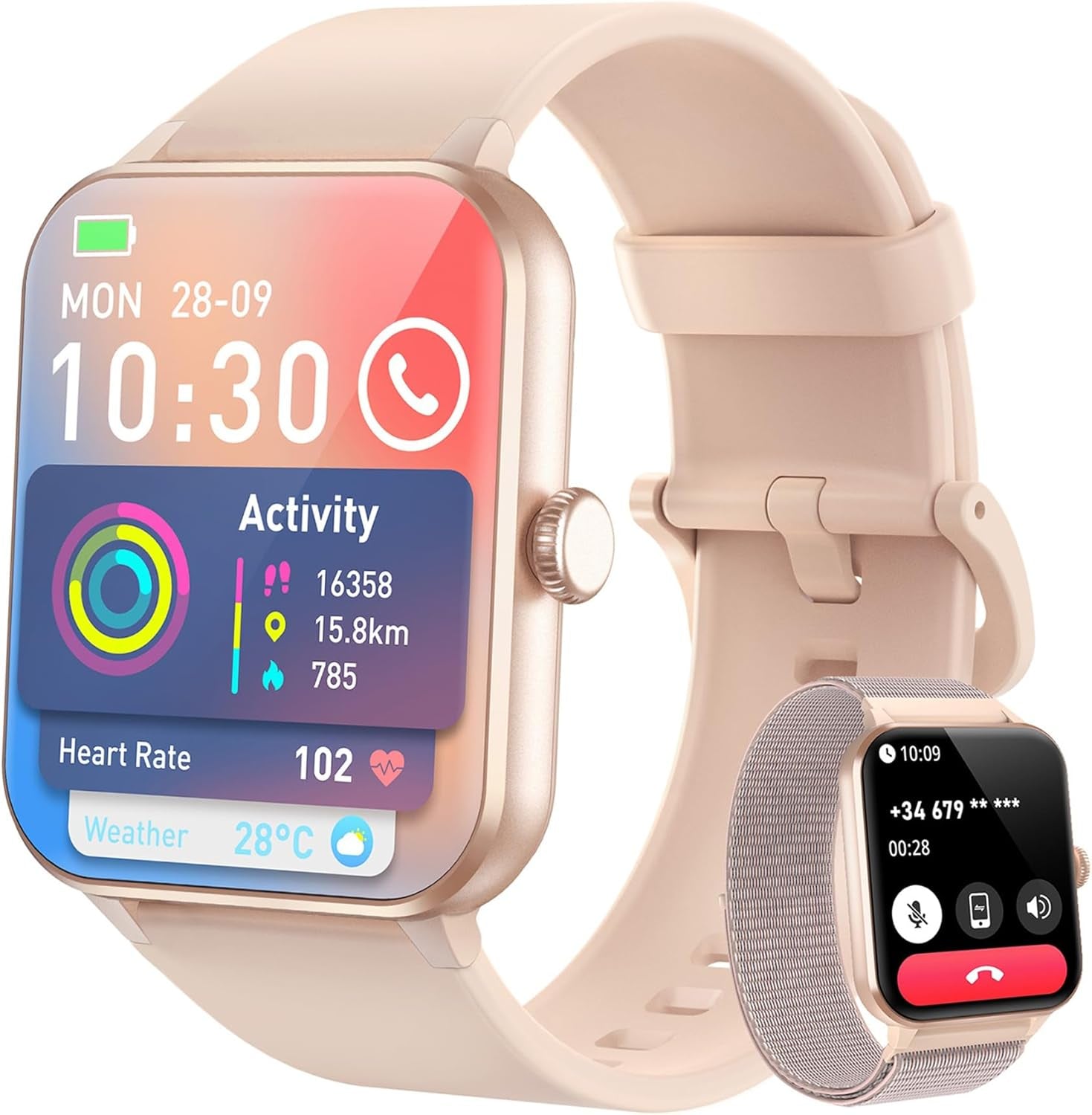 Fitness Tracker 2024 (Answer/Make Call),Smart Watch with 24/7 Heart Rate Blood Oxygen Monitor,Sleep Tracker,100+ Sports Modes,Pedometer,Ip68 Waterproof Activity Trackers for Android&Iphone Women Men