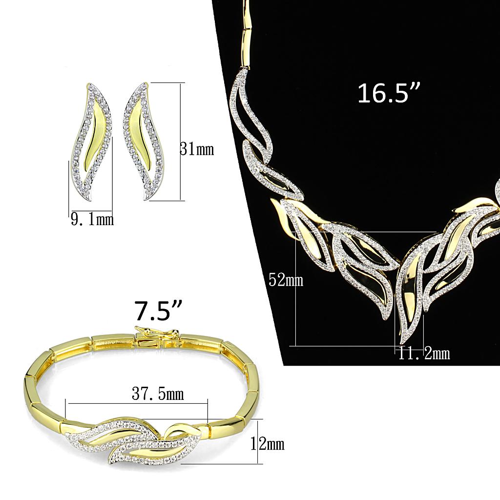 3W941 - Gold+Rhodium Brass Jewelry Sets with AAA Grade CZ in Clear - Bela Fils BoutiqueJewelry & WatchesBela Fils Boutique