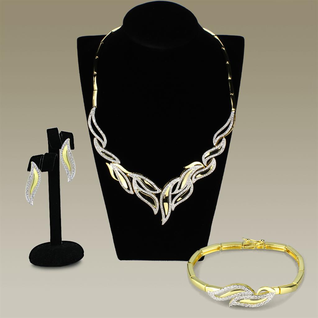 3W941 - Gold+Rhodium Brass Jewelry Sets with AAA Grade CZ in Clear - Bela Fils BoutiqueJewelry & WatchesBela Fils Boutique