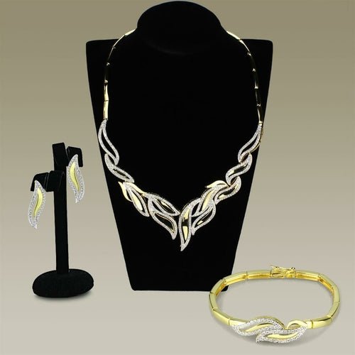 3W941 - Gold+Rhodium Brass Jewelry Sets with AAA Grade CZ in Clear - Bela Fils BoutiqueJewelry & WatchesBela Fils Boutique