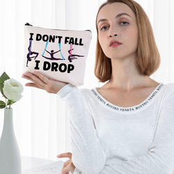 Aerialist Cosmetic Makeup Bag Aerial Yoga Gifts I Don'T Fall I Drop Aerial Dancer Makeup Zipper Pouch Bag Aerial Silk Gifts (I Don'T Fall)