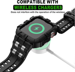 Compatible with Apple Watch Series 9 8/7 45Mm SE 6/5/4/3 44Mm 42Mm, Rugged Case with Band for Men Women (45Mm/44Mm/42Mm,41Mm/40Mm/38Mm)