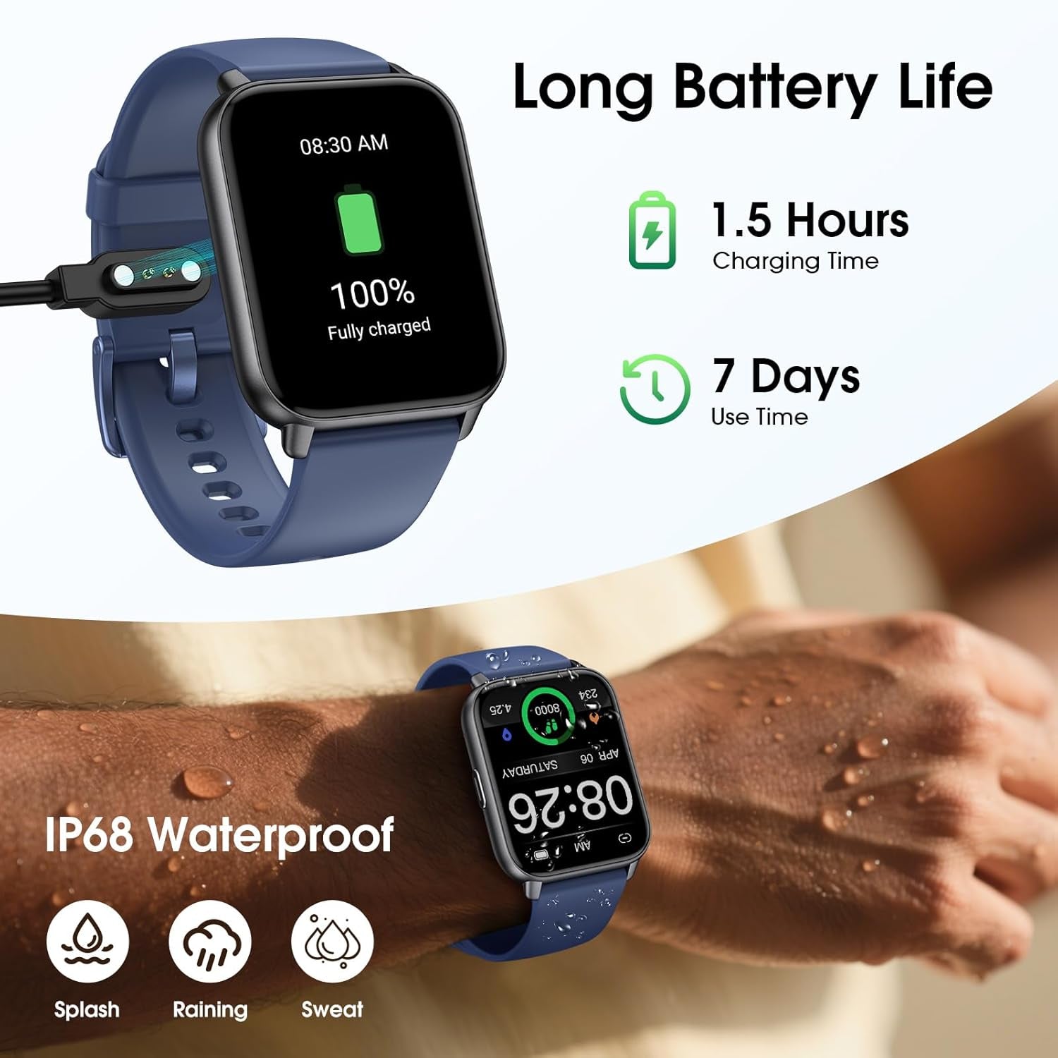 Smart Watch for Men Women, No App/Phone Required, Fitness Tracker with Pedometer, Bluetooth Call (Answer/Make Call), Heart Rate Blood Oxygen Monitor Step Counter, 100+ Sports Modes