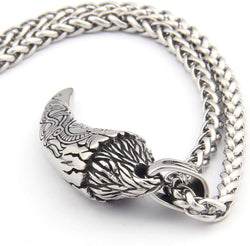 Viking Wolf Tooth Strength Pendant Necklace 4Mm Keel Chain Stainless Steel Asatru Pagan Jewelry for Men Women