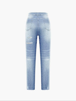 Stylish Plus Size Distressed Ripped Jeans for Women - Casual Denim for All Seasons, Perfect for Outdoor Wear and Street Style