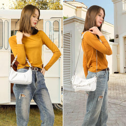 Small Shoulder Bags for Women, Mini Purse Womens Hobo Handbags Crossbody Clutch Purses White…