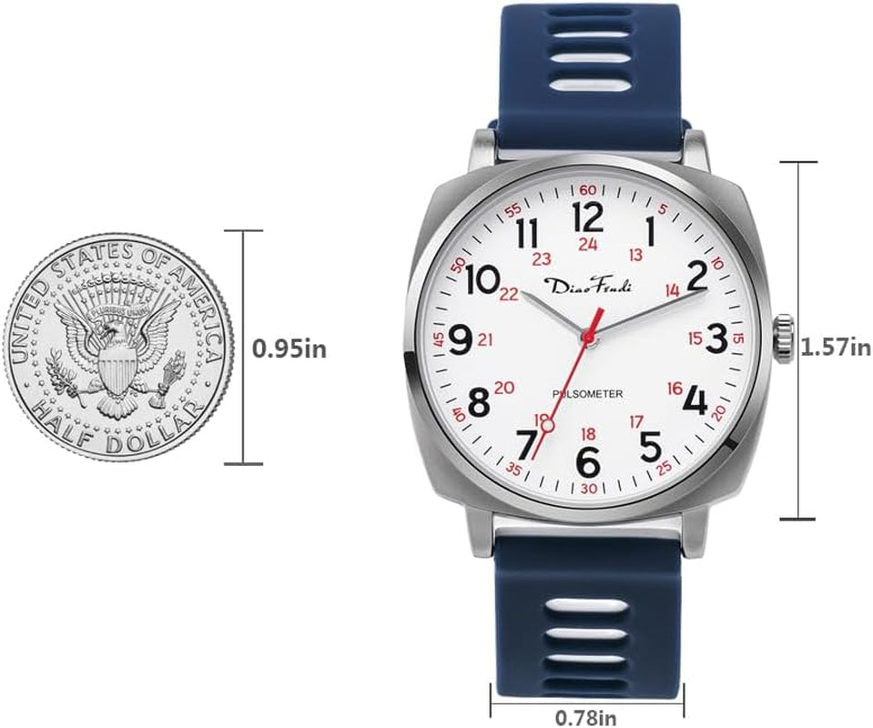 Waterproof Nurse Watch for Medical Professionals,Women Men, 24 Hour with Second Hand, Military Time Easy to Read Dial