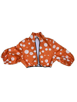 Women'S All over Print Zip up Mock Neck Jacket, Fashion Casual Lantern Sleeve Outerwear for Daily Outdoor Wear, Women Clothing for Spring Fall