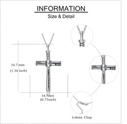 Baseball Cross Necklace Sterling Silver Sports Baseball Bat Cross Necklace Strength Bible Verse Cross Pendant Jewelry Gifts for Women (Baseball Cross Necklace)