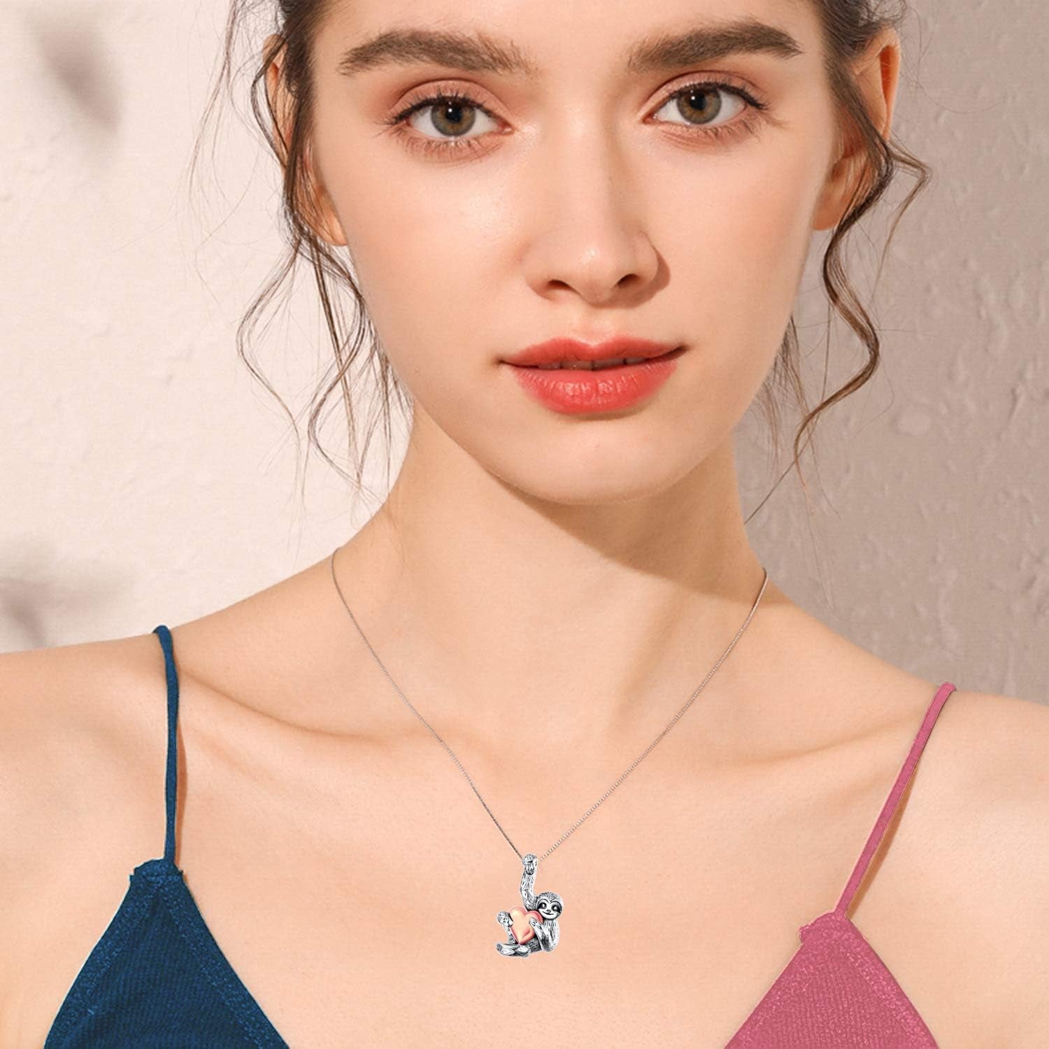 Sloth Gifts Sterling Silver Sloth Necklace Heart Crystal Sloth Jewelry for Women Girls Men Christmas Gifts
