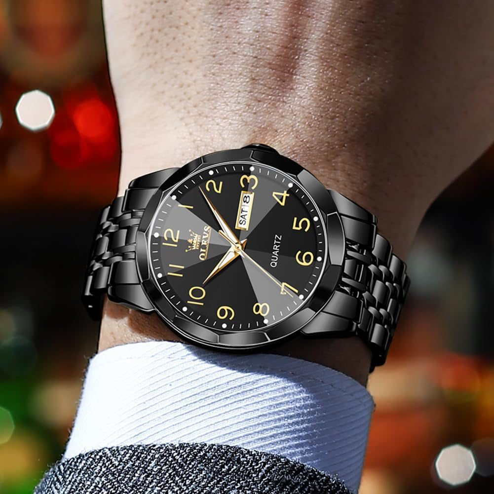 Watch for Men Simple Business Dress Analog Stainless Steel Waterproof Luminous Date Easy Read Men Wrsit Watch