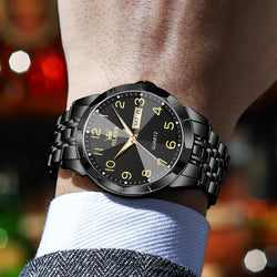 Watch for Men Simple Business Dress Analog Stainless Steel Waterproof Luminous Date Easy Read Men Wrsit Watch