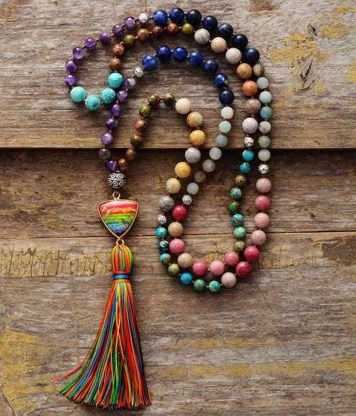 7 Chakra Triangle Charm Tassel Necklace - Bela Fils BoutiqueNecklacesBela Fils Boutique