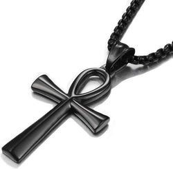Men'S Cross Necklace 316L Stainless Steel Jesus Ankh Pendant Rolo Chain Jewelry