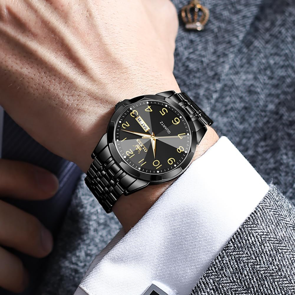 Watch for Men Simple Business Dress Analog Stainless Steel Waterproof Luminous Date Easy Read Men Wrsit Watch