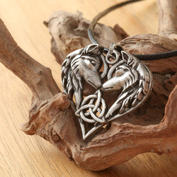 Wolf Couple Necklace, Norse Geri and Freki Pendant, Faux Leather Cord, Viking Wolf Jewelry Gift